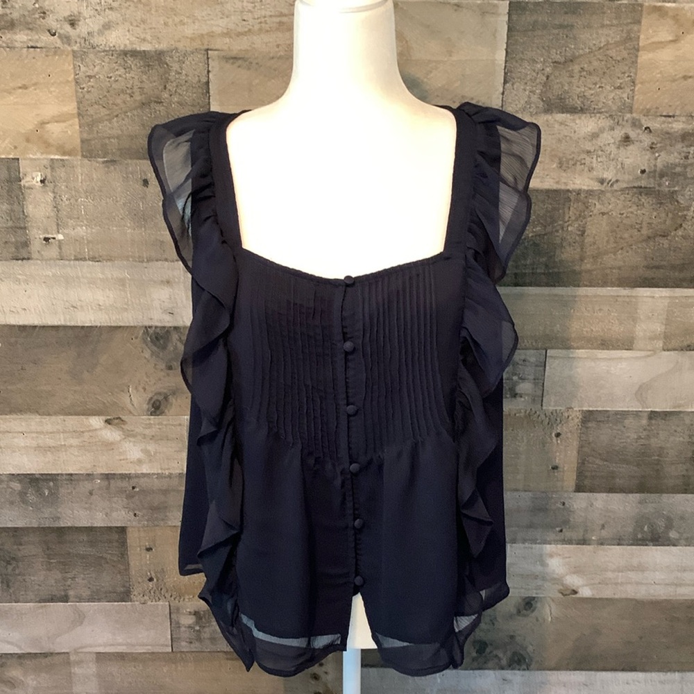 Express Sleeveless Baby Doll Top with Ruffles